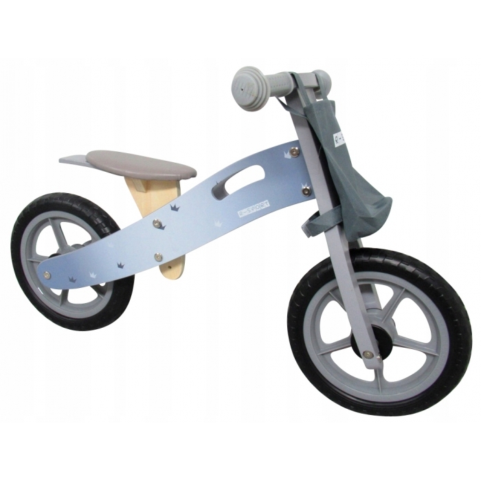 Bicicleta fara pedale din lemn cu roti din spuma EVA R10 R-Sport - Gri - Resigilat