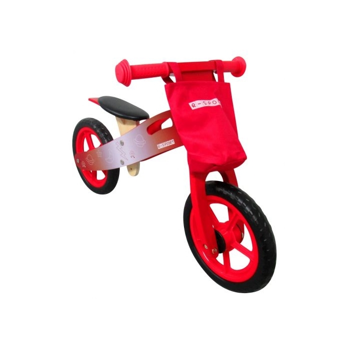 Bicicleta fara pedale din lemn cu roti din spuma EVA R10 R-Sport - Rosu