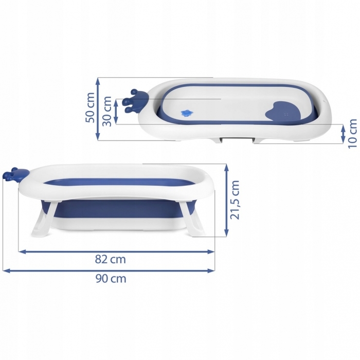 Cadita de baie cu dop de scurgere si pernita inclusa Ricokids RK-280 - Albastru
