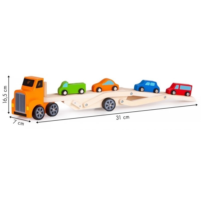 Camion de remorcare din lemn Lora + 4 masini Ecotoys 2243