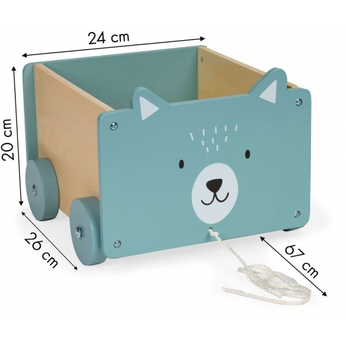 Carucior din lemn pentru depozitarea jucariilor Ecotoys 2903