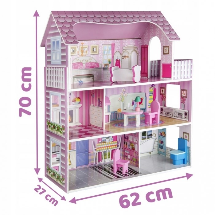 Casuta din lemn pentru papusi Ricokids 7801 - Roz