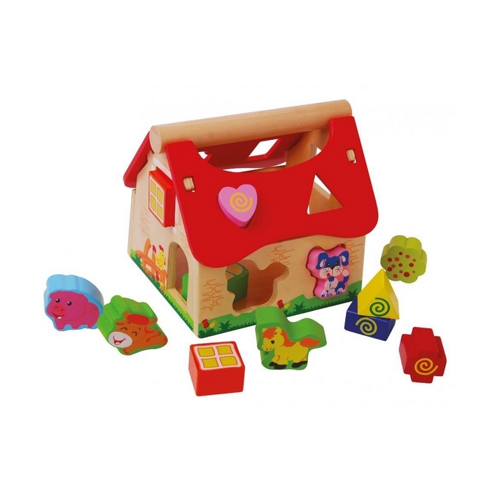 Casuta din lemn si cuburi 2044 Ecotoys