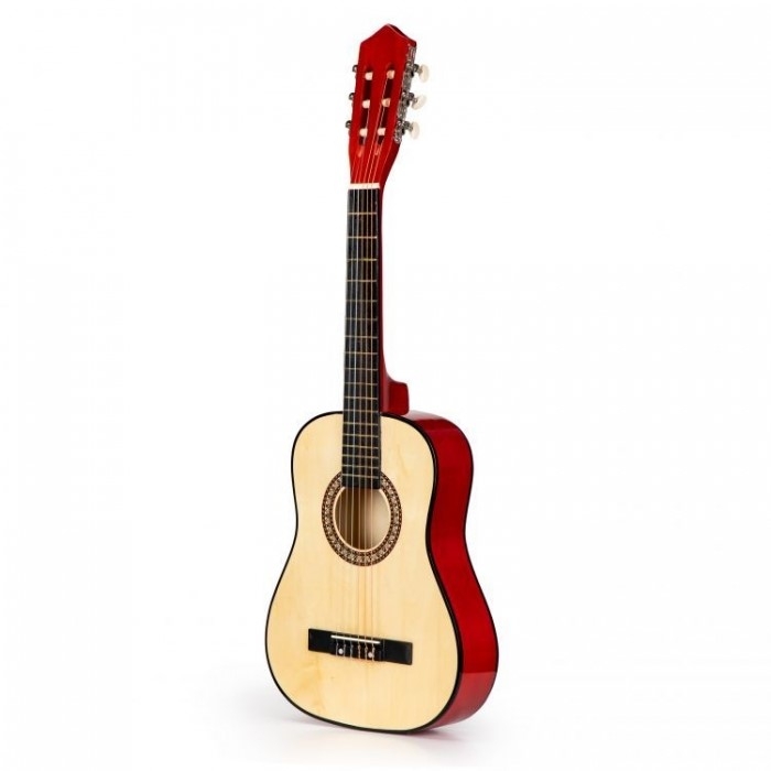 Chitara din lemn pentru copii cu 6 corzi Ecotoys HX18026-34, 86 X 31 cm - Rosu