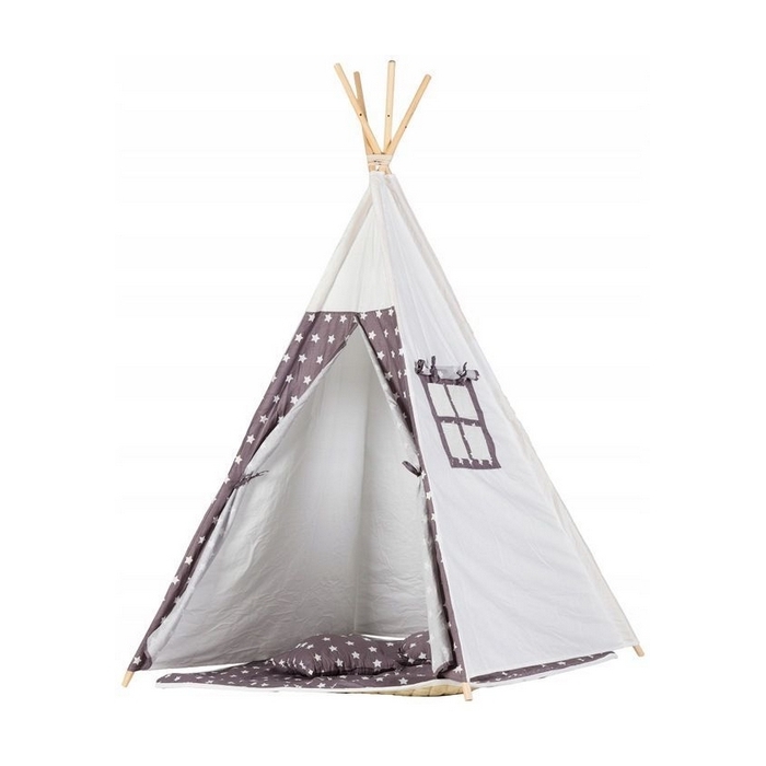 Cort de indieni TIPI-03 Ecotoys cu salteluta + perne - Alb