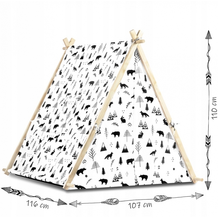 Cort de joaca pentru copii cu 2 pernite si lampa tip bec suspendat, Ricokids 740500, 107 X 116 X 110 cm - Alb