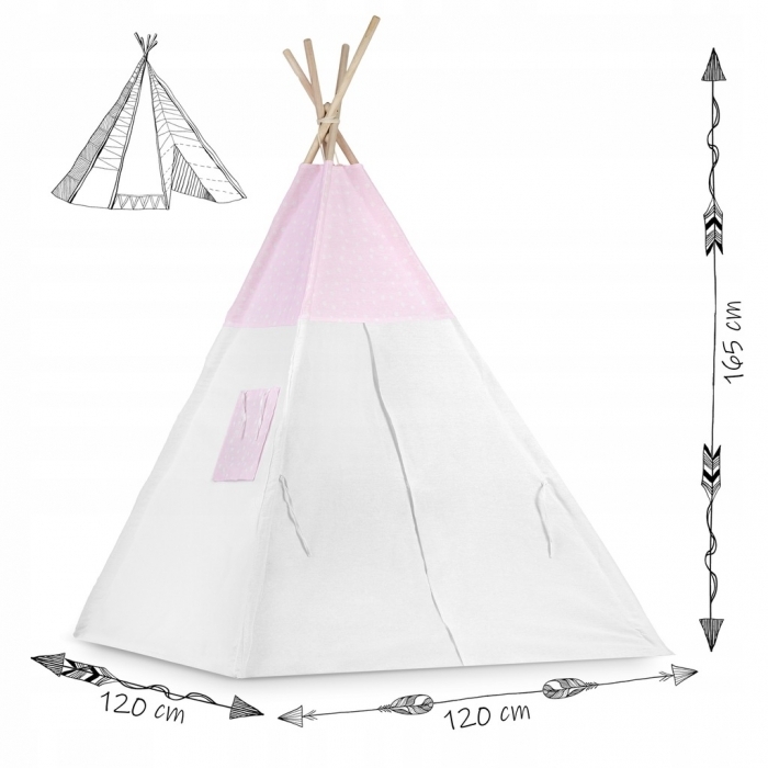 Cort de joaca pentru copii cu ghirlanda, 3 pernite si lampa LED unicorn, Ricokids 740403, 120 X 120 X 165 cm - Roz