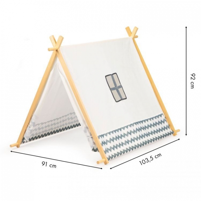 Cort de joaca pentru copii, tip wigwam (indian), cu structura din lemn Ecotoys 8111