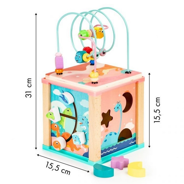 Cub educational din lemn Ecotoys Dino HM015471