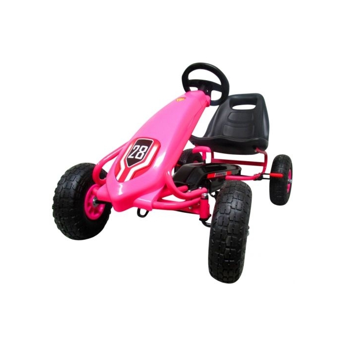 Kart cu pedale Gokart, 3-7 ani, roti gonflabile, G4 R-Sport - Roz