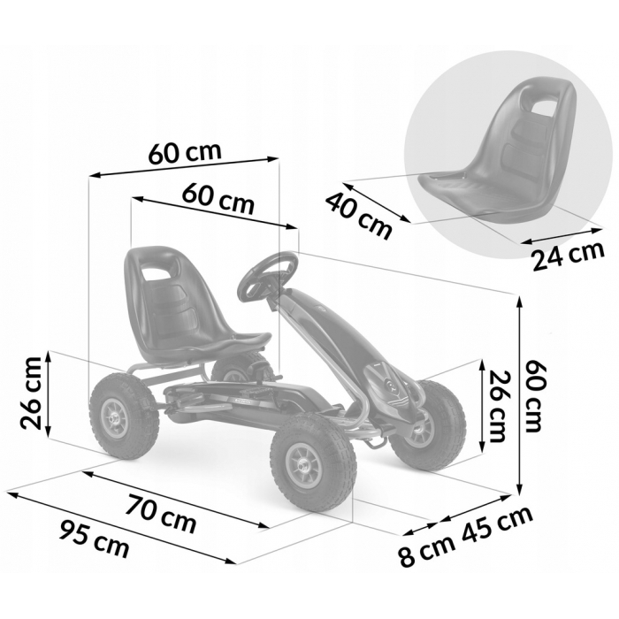 Kart cu pedale si roti gonflabile, Gokart RK-590 Ricokids 759001, Rosu