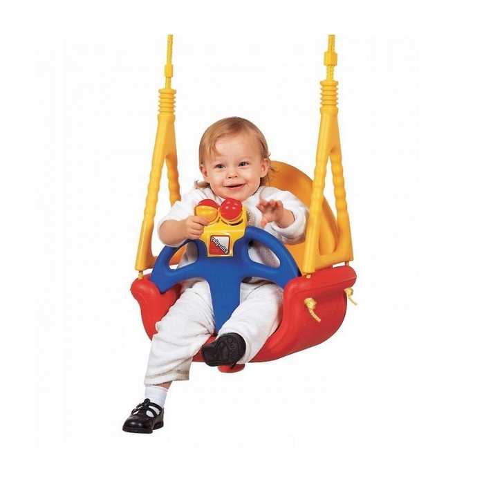 Leagan convertibil 3 în 1 Ecotoys SW-1421 - Rosu cu Galben
