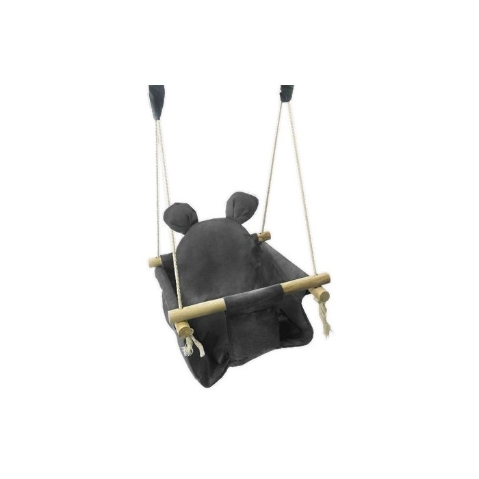 Leagan pentru copii cu cadru din lemn cu perna moale Ecotoys - Gri