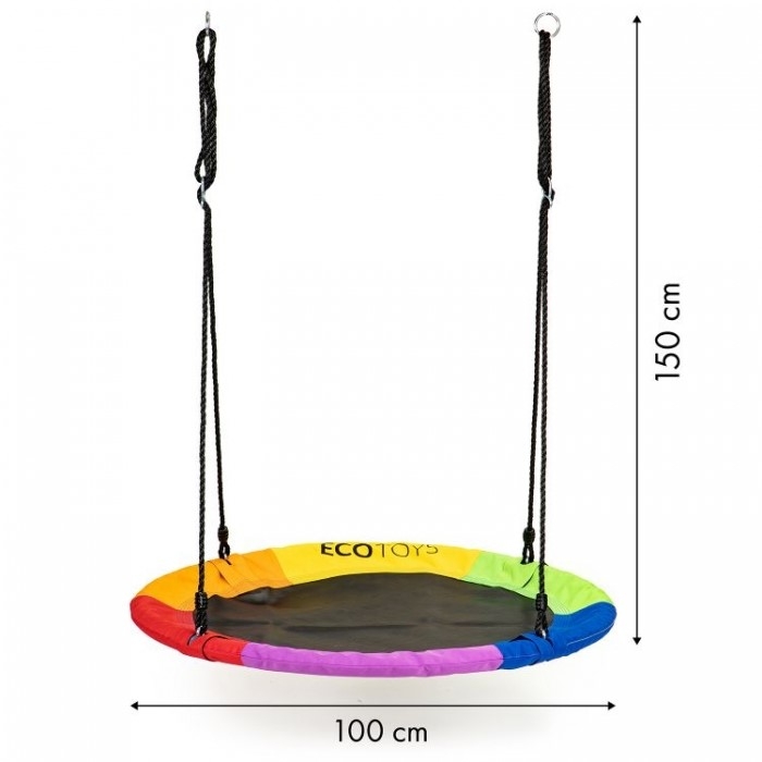 Leagan pentru copii rotund, tip cuib de barza, suspendat, 100 cm, Ecotoys MIR6001 - Multicolor
