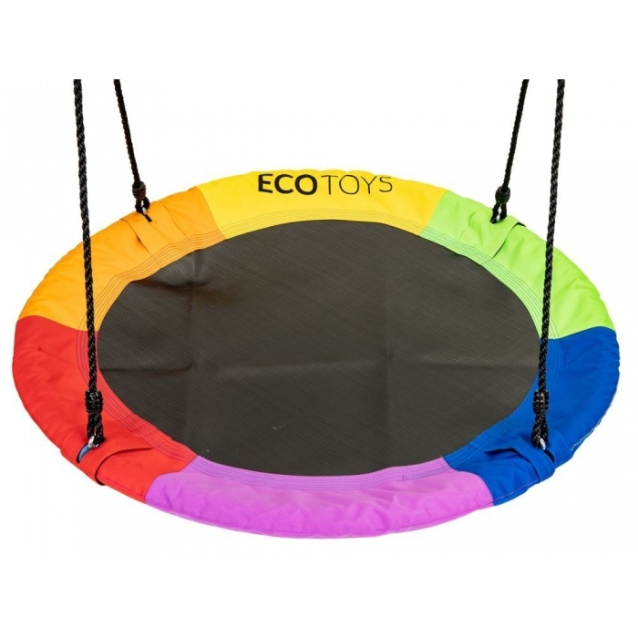 Leagan pentru copii rotund, tip cuib de barza, suspendat, 110 cm, Ecotoys MIR6001 - Multicolor