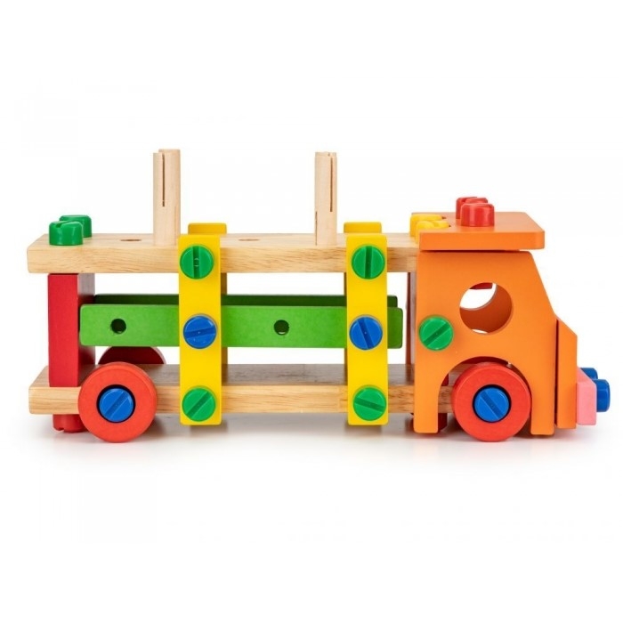 Masinuta cu blocuri din lemn, 58 elemente Ecotoys MB197