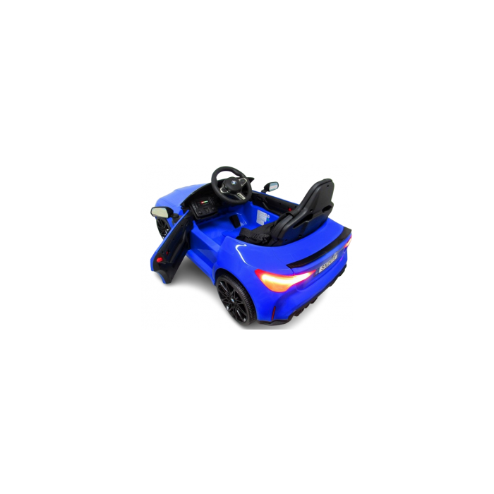 Masinuta electrica cu telecomanda BMW M4, 110x70x50 cm, varsta 1-5 ani, roti EVA, scaun din piele ECO, putere 90W - Albastru