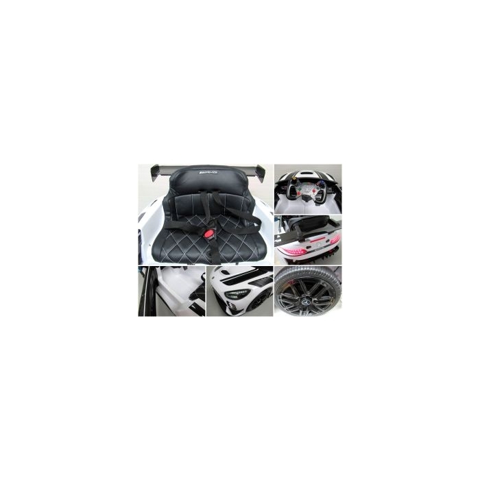 Masinuta electrica cu telecomanda MERCEDES GT3 EVO, 114x69x45 cm, varsta 1-5 ani, roti EVA, scaun din piele ECO, putere 90W - Alb