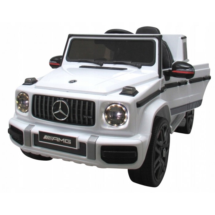 Masinuta electrica cu telecomanda, roti EVA, scaun piele Mercedes G63 - Alb