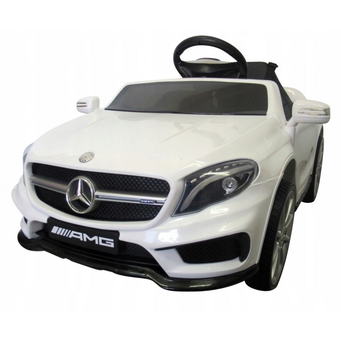 Masinuta electrica cu telecomanda, roti EVA, scaun piele Mercedes GLA45 - Alb