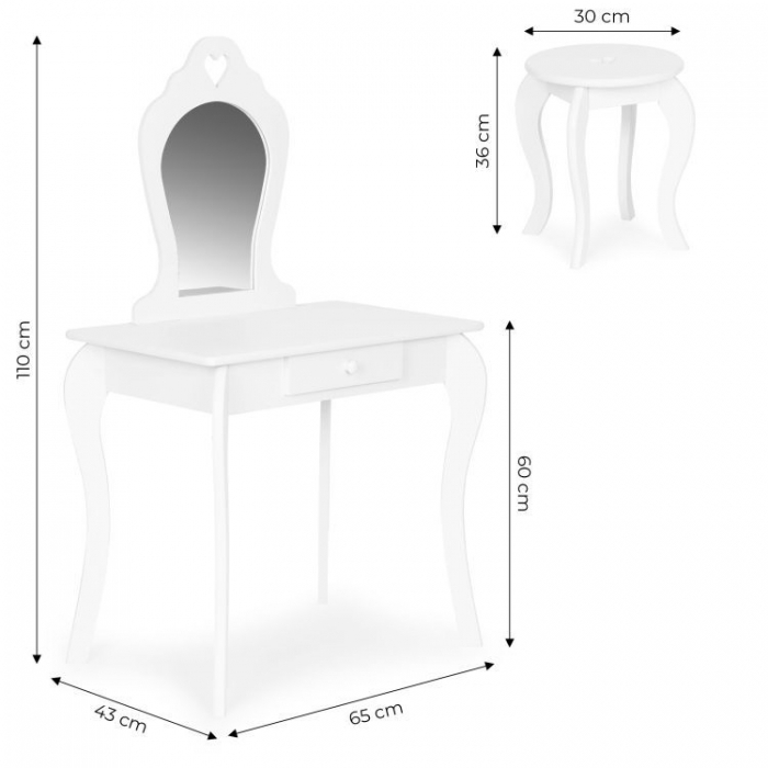Masuta de toaleta pentru copii 43 x 65 x 110 cm Ecotoys FH-KF200011 - Alb