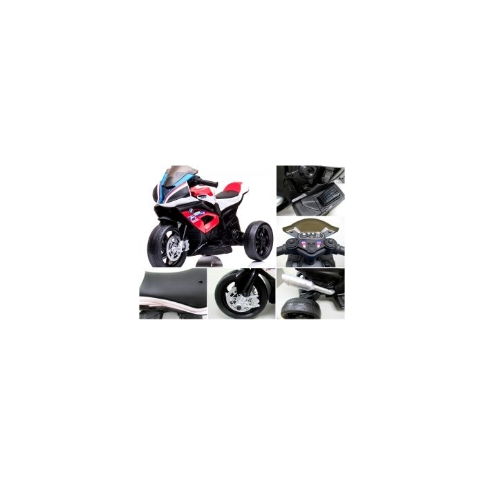 Motocicleta electrica pentru copii BMW HP4, 84x55x42 cm, varsta 2-5 ani, roti si scaun din plastic, putere 60W - Rosu
