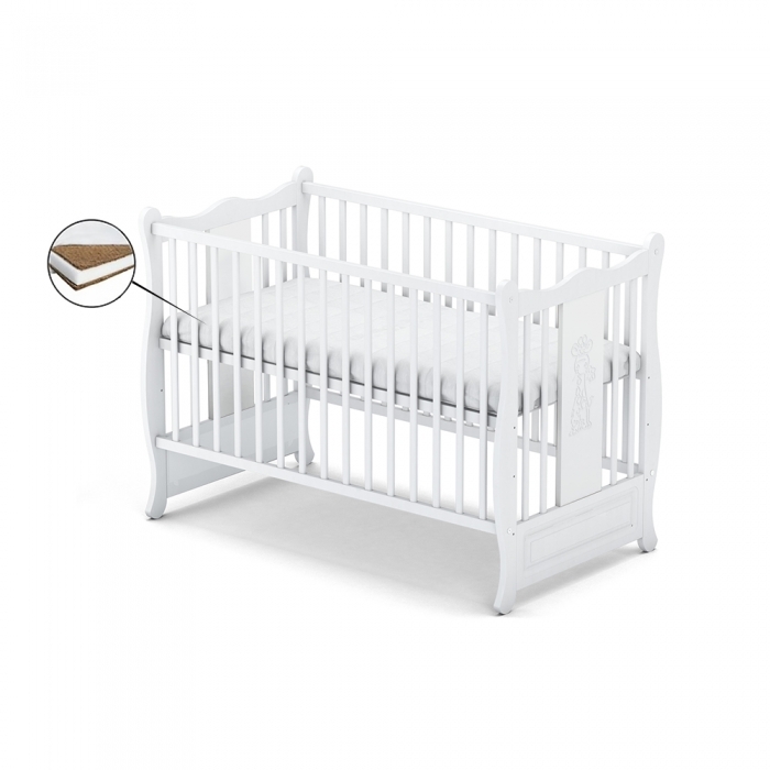 Patut fara sertar VESSANTI SOPHIE - Alb + Saltea Cocos 12 cm