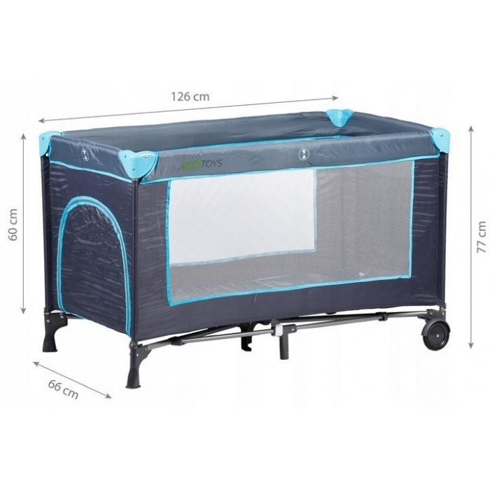 Patut pliabil cu roti si plasa de tantari Ecotoys 610 - Bleumarin