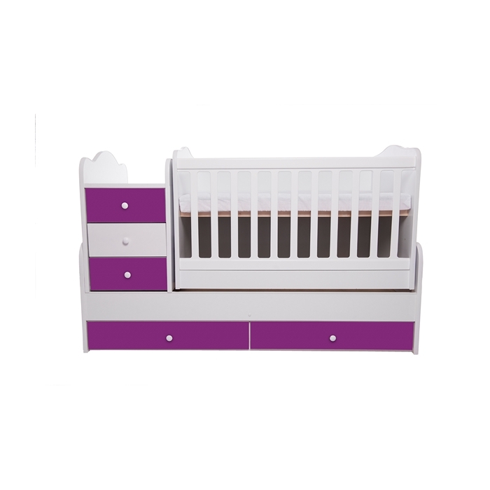 Patut transformabil VESSANTI Touring - Alb cu Violet