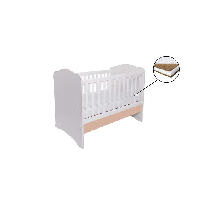 Patut VESSANTI Como fara sertar - Alb cu Cappucino + Saltea Cocos 7 cm