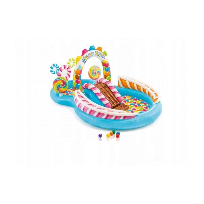 Piscina gonflabila pentru copii cu tobogan, Candy Intex 57149