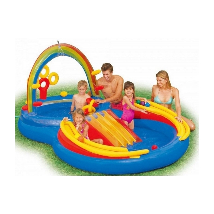 Piscina gonflabila pentru copii cu tobogan Intex 57453, 297 x 193 x 135 cm