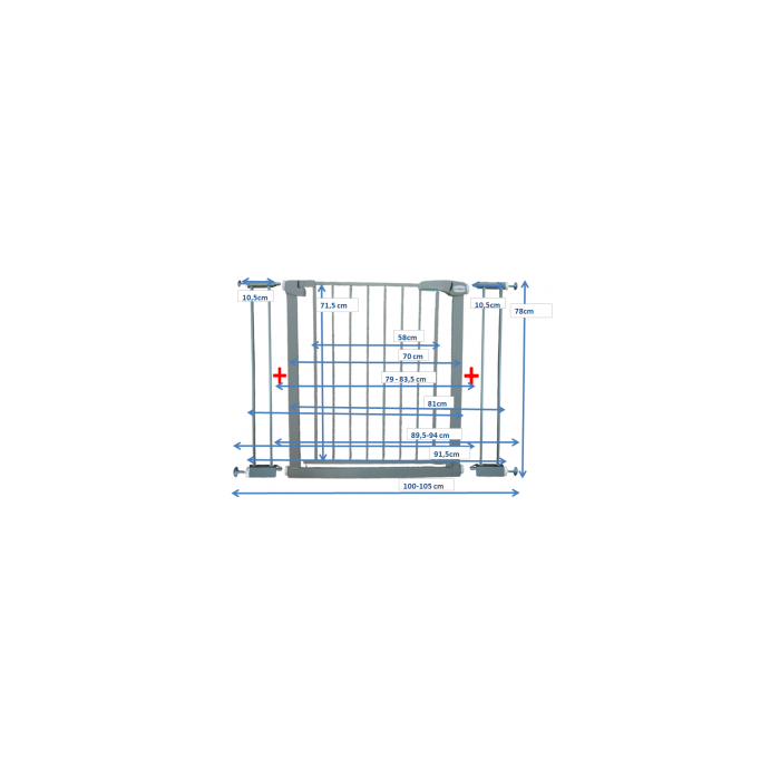Poarta de siguranta din metal 79-105 cm R-Sport S2 - Gri