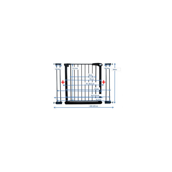 Poarta de siguranta din metal 79-105 cm R-Sport S2 - Negru