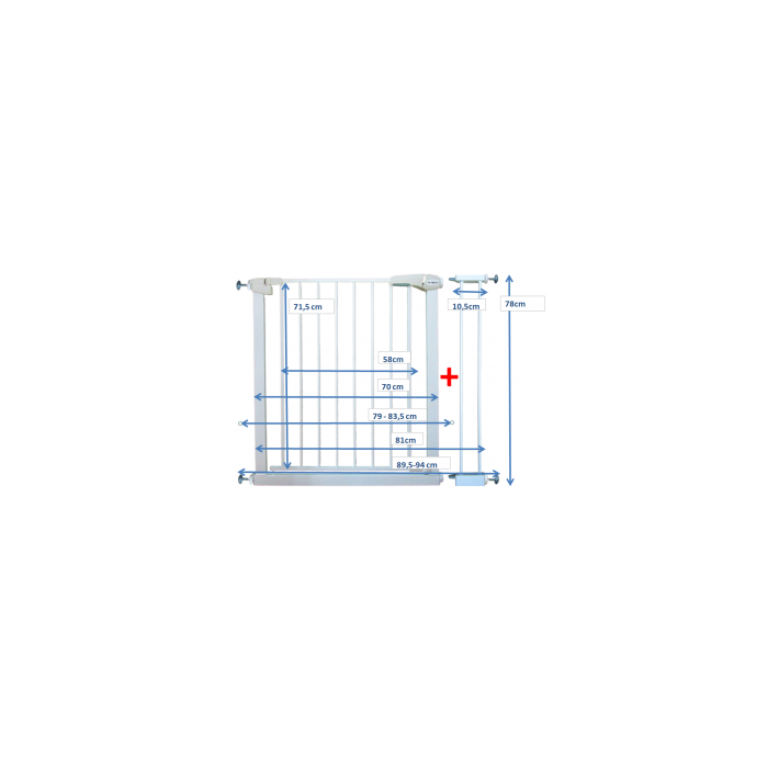Poarta de siguranta din metal 79-94 cm R-Sport S1 - Alb