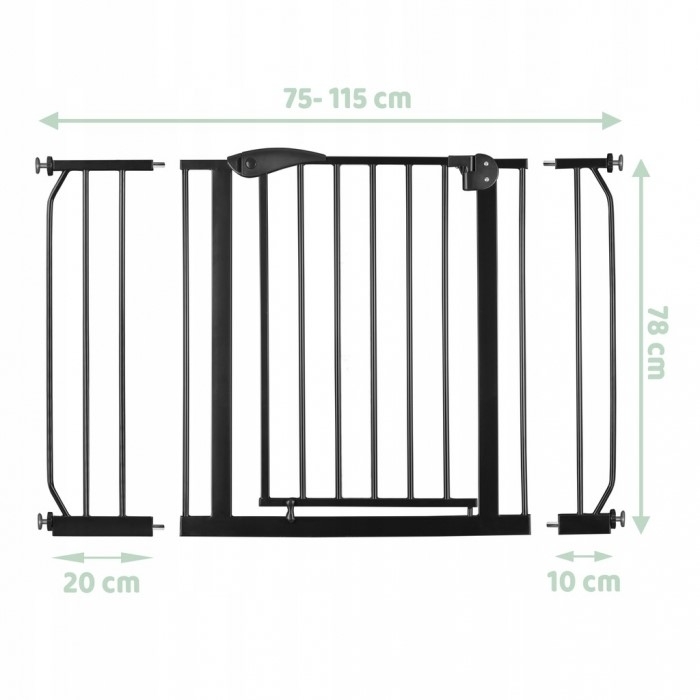 Poarta siguranta 75-115 cm RicoKids 7407 - Negru