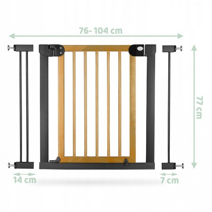 Poarta siguranta 76-104 cm Ricokids - Metal + Lemn