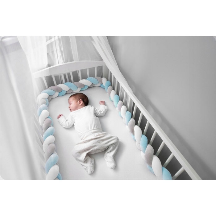 Protectie laterala pentru patut, impletita, 3 m, Ricokids 722101 - Albastru