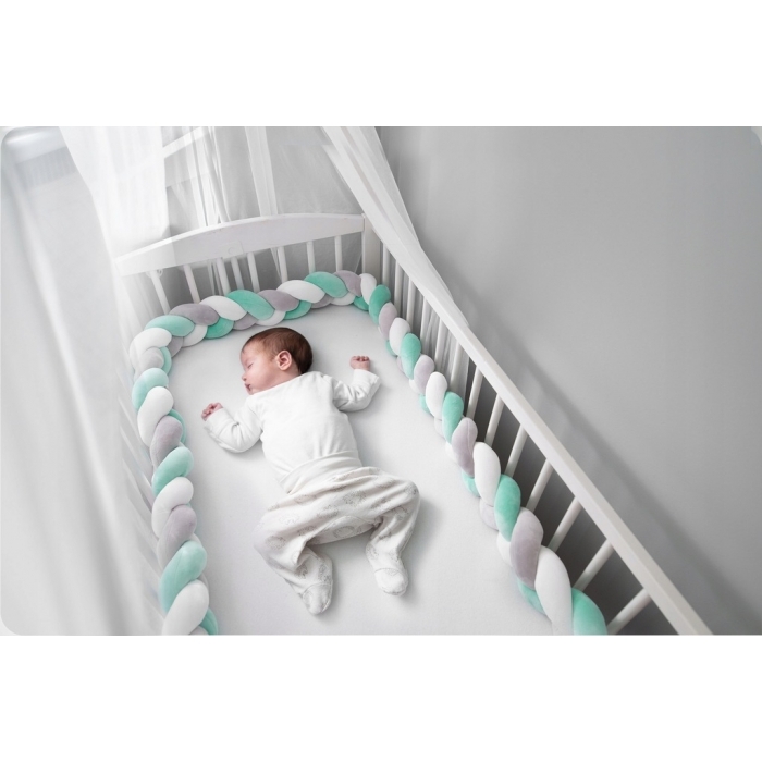 Protectie laterala pentru patut, impletita, 3 m, Ricokids 722102 - Verde