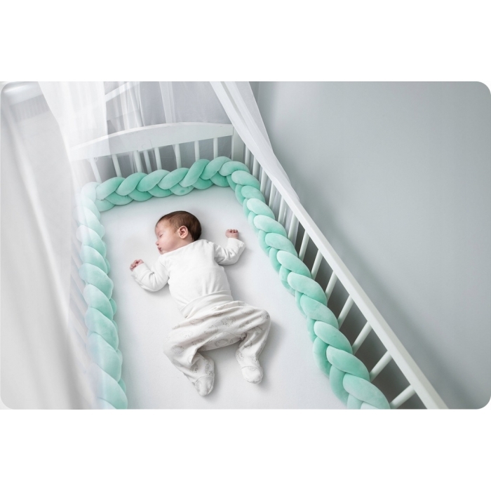 Protectie laterala pentru patut, impletita, 3 M, Ricokids 722112 - Mint