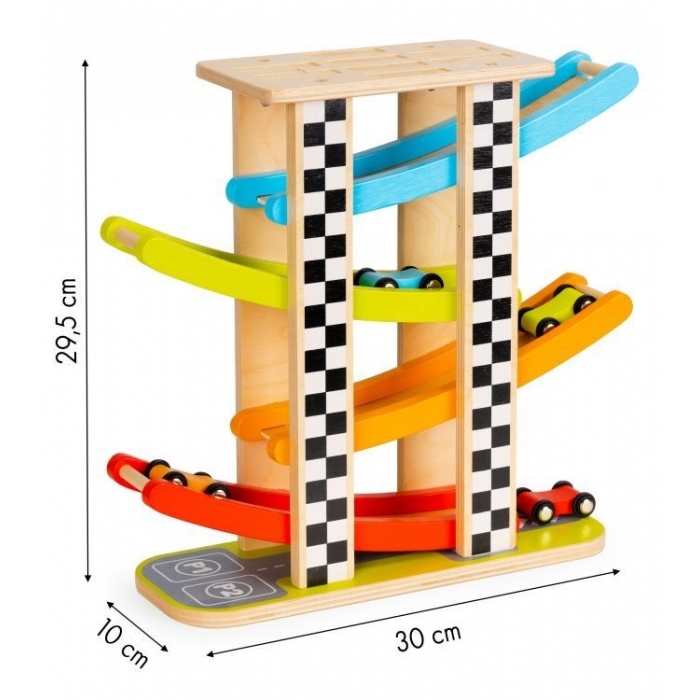 Rampa din lemn cu 4 masinute Ecotoys PH05W005