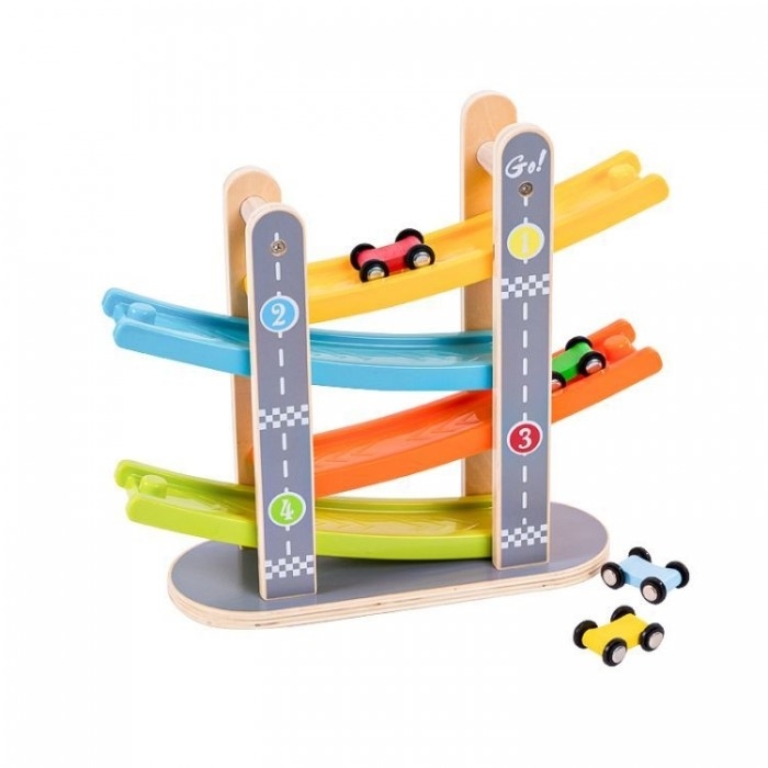 Rampa din lemn cu 4 masinute Ecotoys SAWT093-3