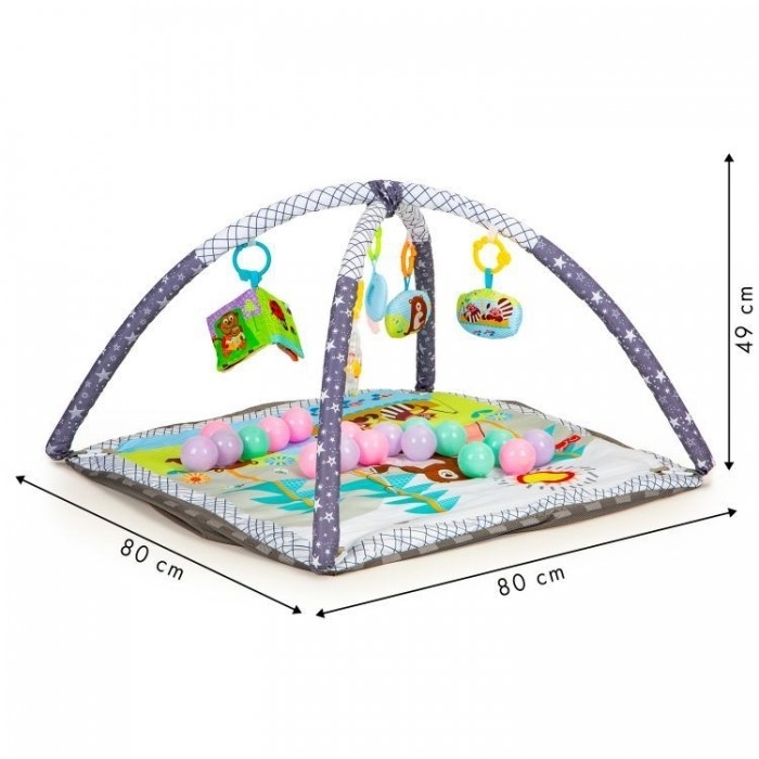 Salteluta de joaca 3 in 1 pentru copii cu jucarii si 18 bile Ecotoys CC9040