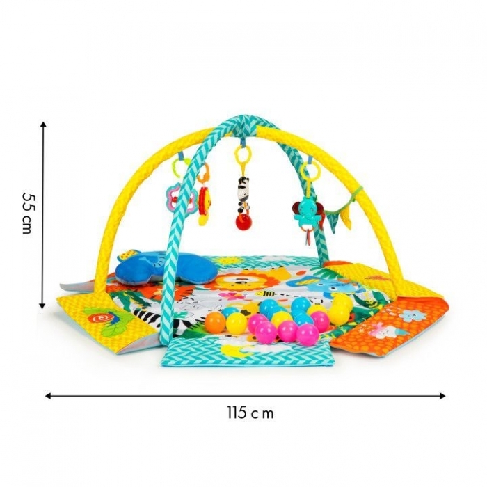 Salteluta de joaca cu 30 bile si pernita in forma de elefant Ecotoys CC9638 - Multicolora