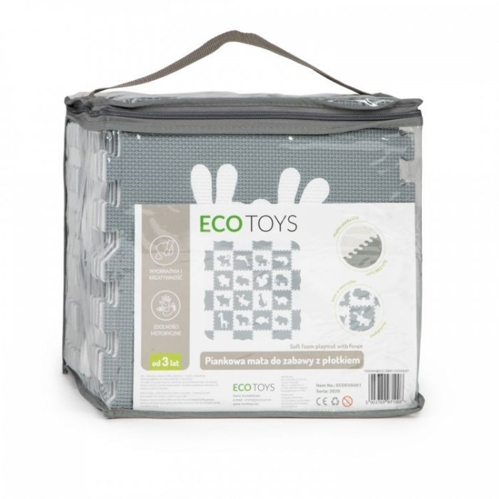 Salteluta de joaca cu animale si cu pereti, 36 elemente ECOEVA001 - Gri