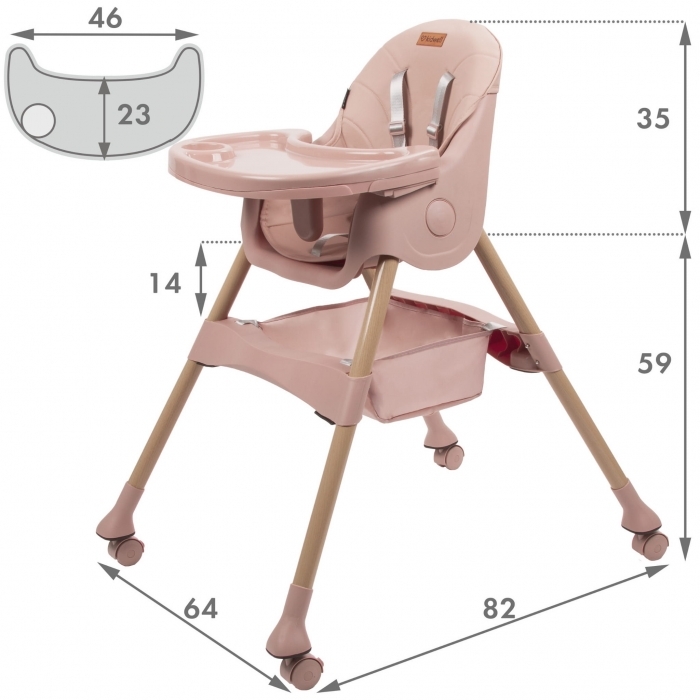 Scaun de masa 2 in 1 Kidwell KARIMI - Roz