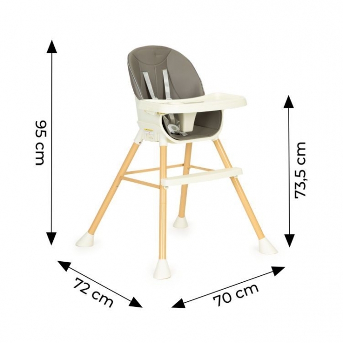 Scaun de masa 2 in 1 pentru copii Ecotoys HA-018 - Gri