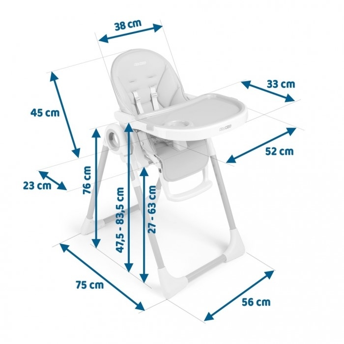 Scaun de masa 2 in 1 Ricokids Belo - Albastru inchis