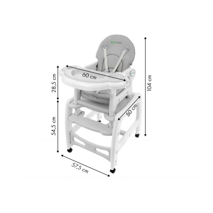 Scaun de masa 3 in 1 Ecotoys HC-223 Gri