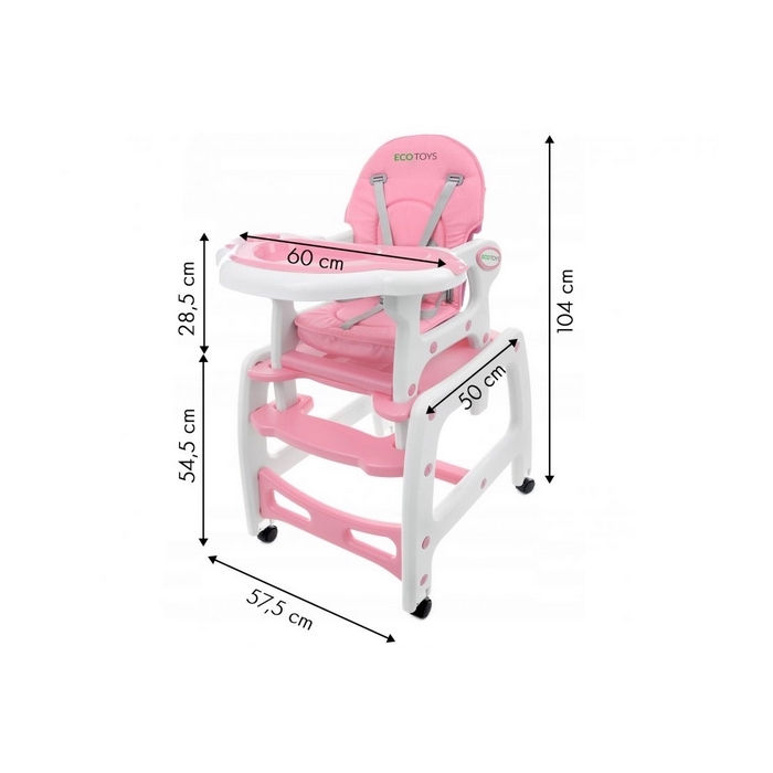 Scaun de masa 3 in 1 Ecotoys HC-223 Roz
